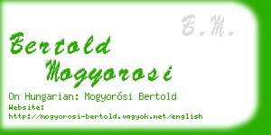 bertold mogyorosi business card